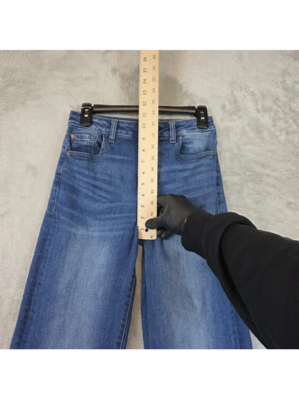 Warp + Weft ICN Incheon Wide Leg Jeans Womens 26 Blue Med Wash High Rise Crop - Picture 13 of 16